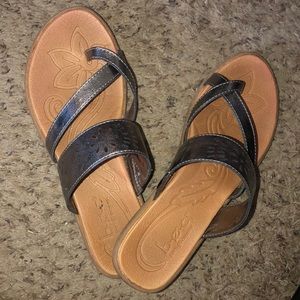BOC pewter leather sandals size 9